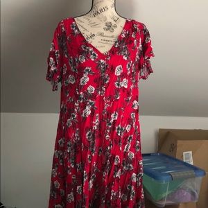 Red floral print torrid dress, size 2x